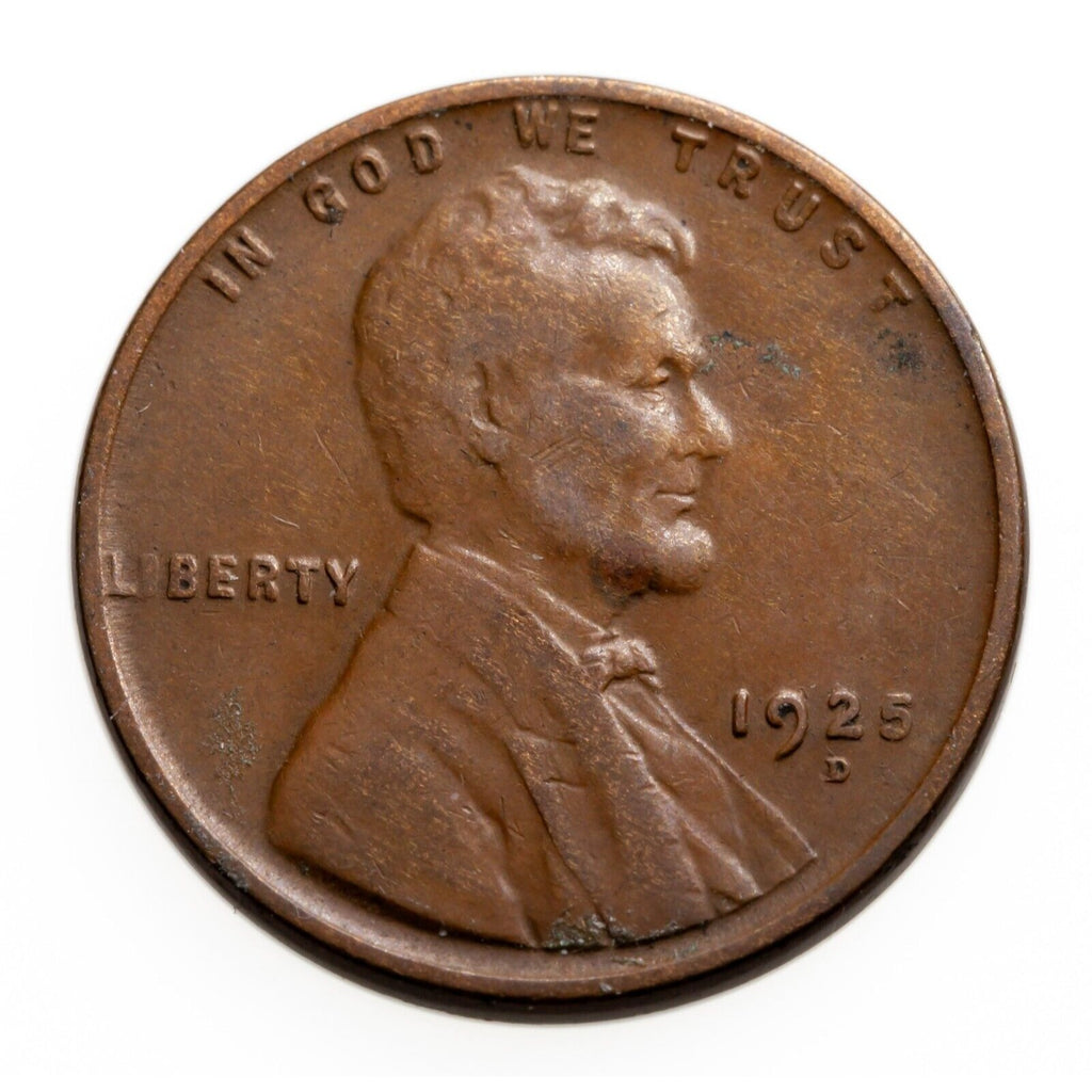 1925-D 1C Lincoln Cent Penny Roll VG to VF Condition, Brown Color