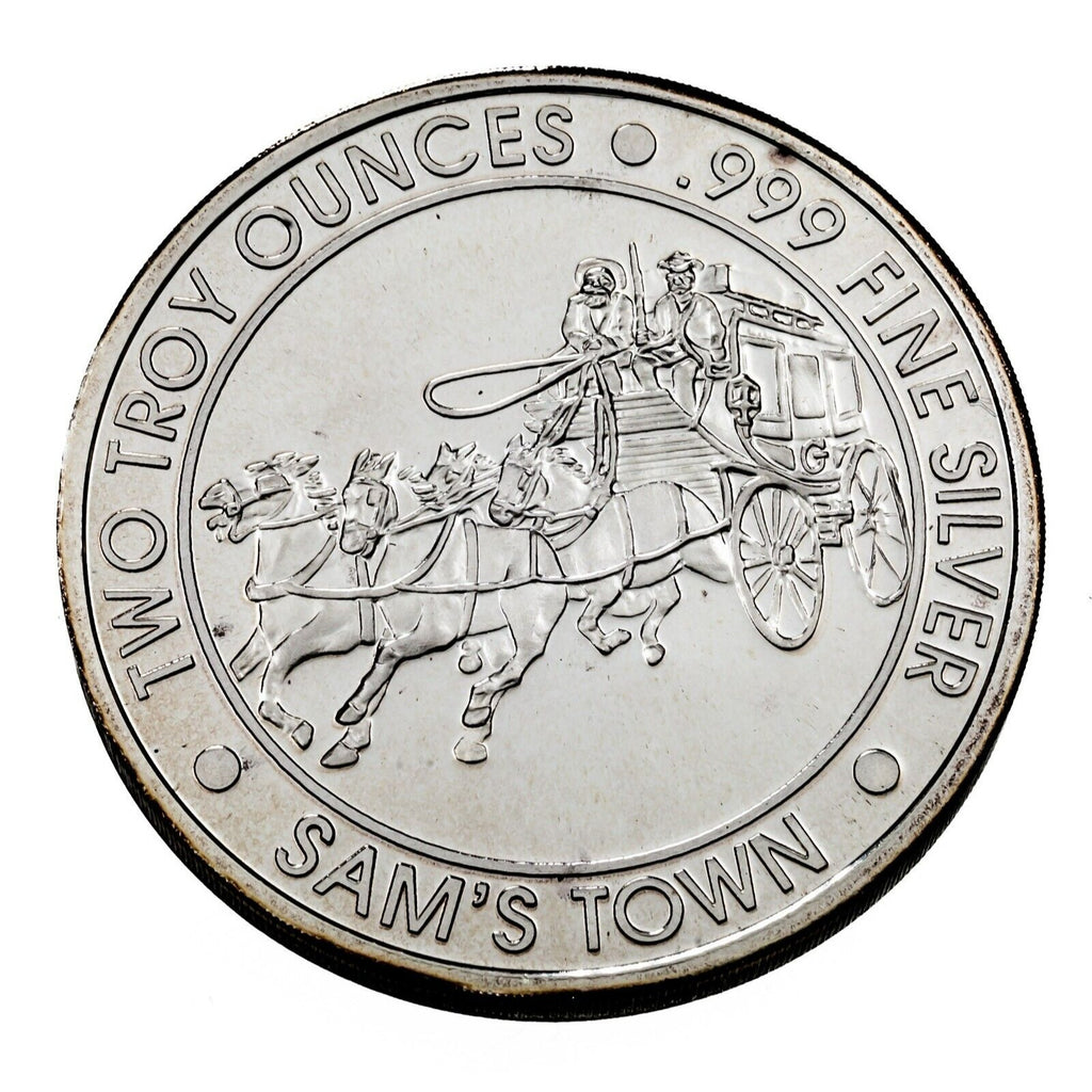 Rare 1993 Sam's Town Casino Stagecoach, 2 Troy Ounces Silver Token
