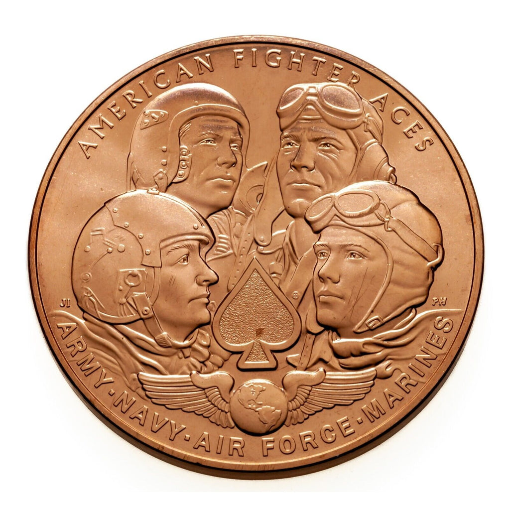 Lot of 5 Bronze US Medals Washington American Fighter Aces Presidential