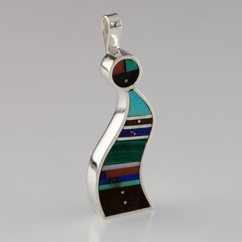 Amazing Harold Smith Sterling Silver Inlay Pendant 51 mm Long