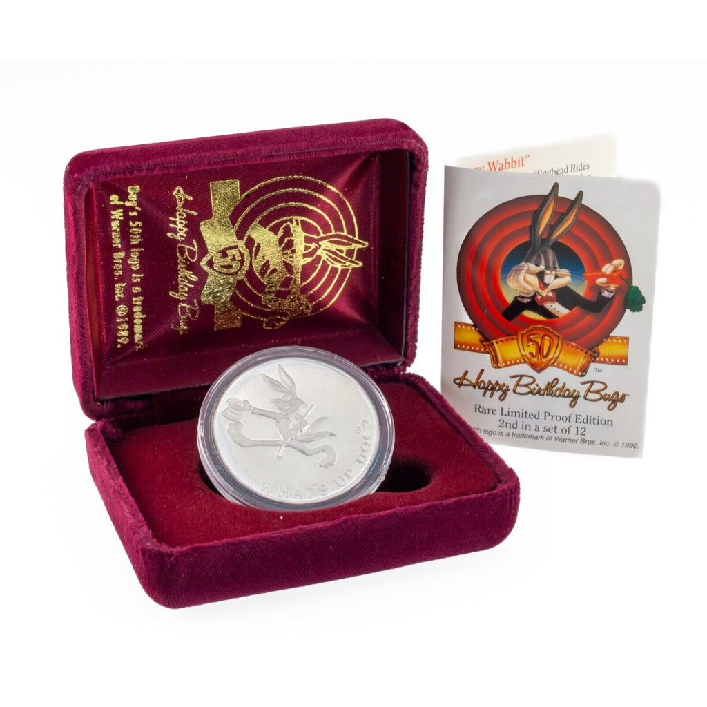 Warner Bros Bugs Bunny "What's Up Doc?" 50th Birthday 1 oz Silver Round w/ CoA