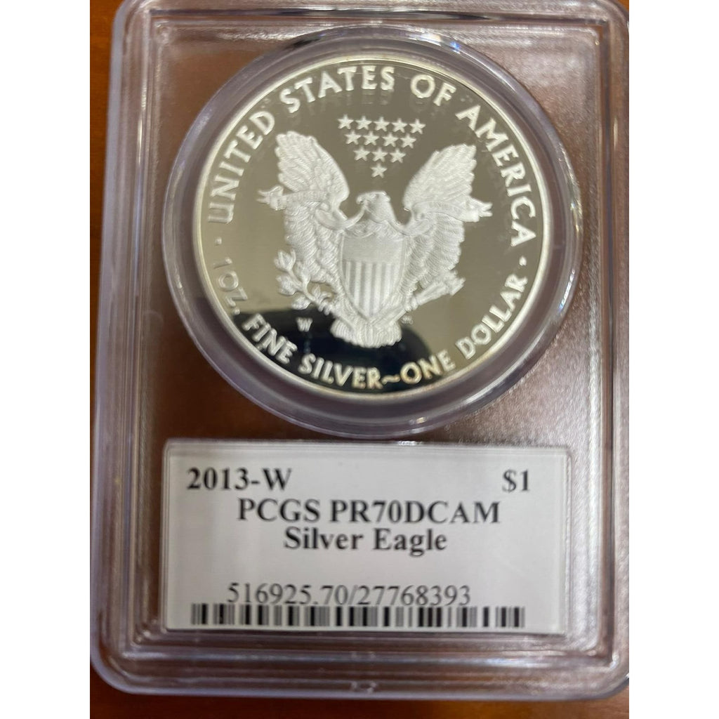 2013-W S$1 Silver American Eagle Proof Graded by PCGS as PR70DCAM Mercanti