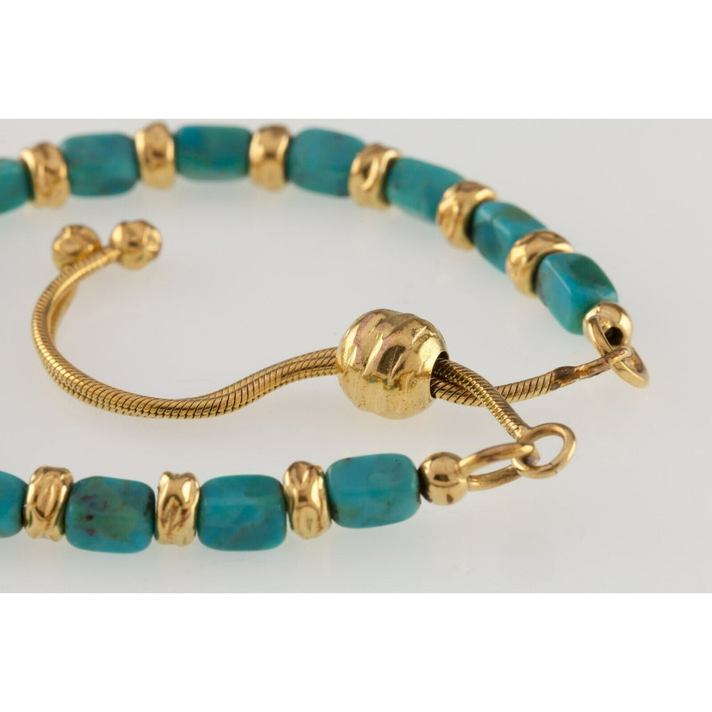 Turquoise Italian Artificial Turquoise Gold-Plated Adjustable Bracelet