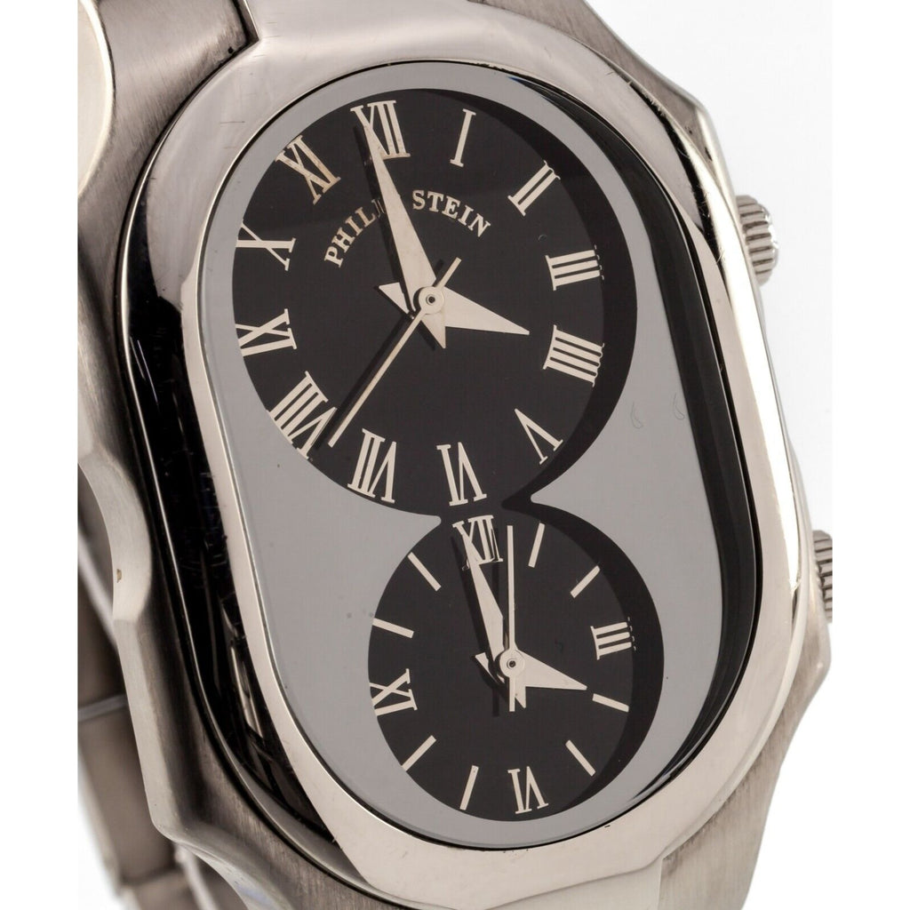 Two Dials Philip Stein Signature Men's Two-Dial Quartz Time Zone Watch Nice ...