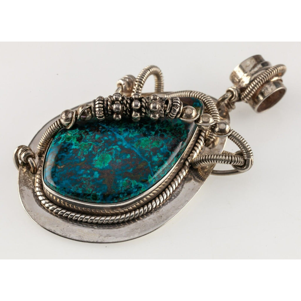 Shattuckite Handmaded Sterling Silver Pendant 70mm