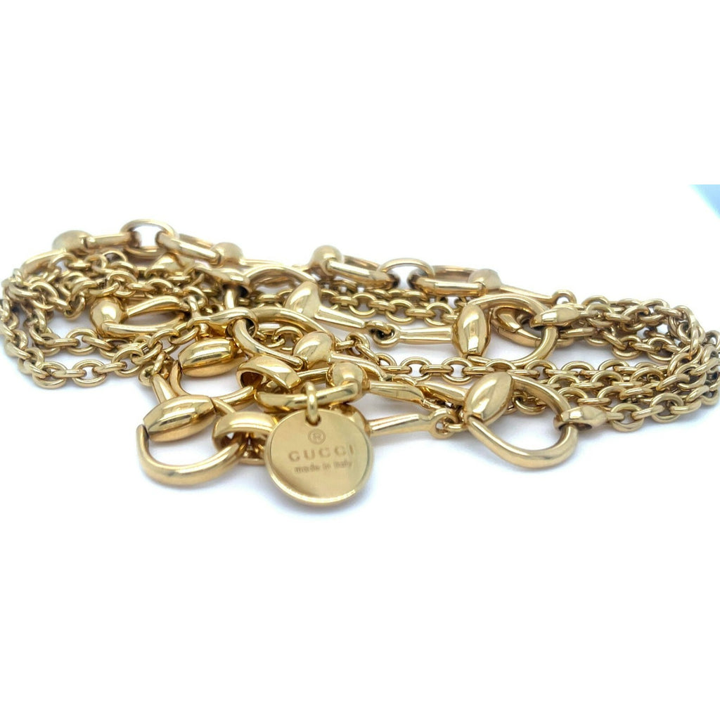 Gucci 18k Yellow Gold Horsebit Necklace 37.5" Gorgeous!