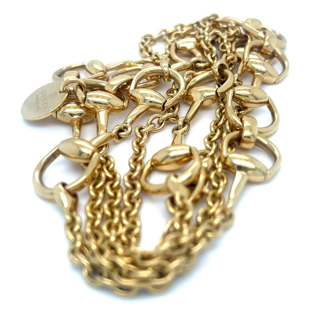 Gucci 18k Yellow Gold Horsebit Necklace 37.5" Gorgeous!