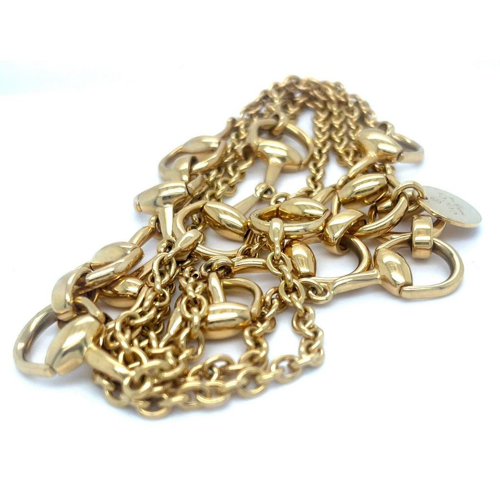 Gucci 18k Yellow Gold Horsebit Necklace 37.5" Gorgeous!