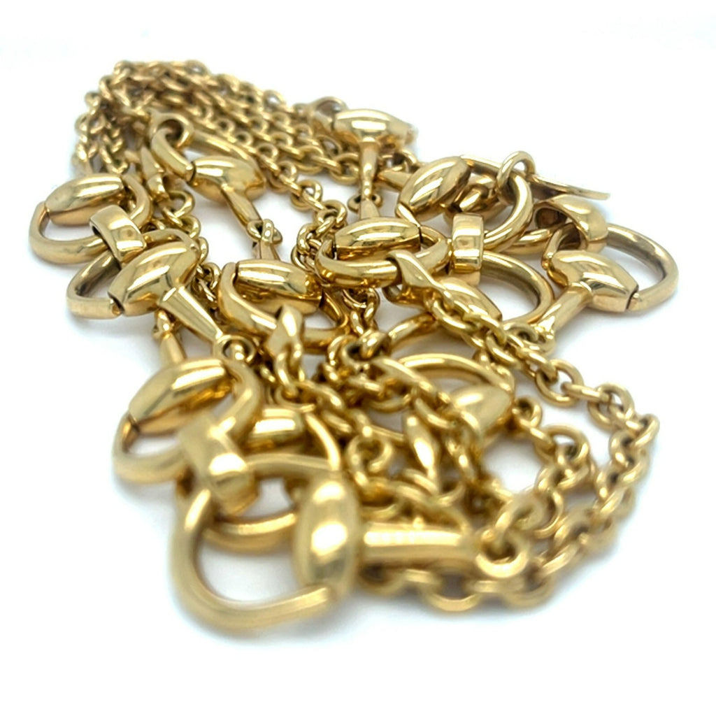 Gucci 18k Yellow Gold Horsebit Necklace 37.5" Gorgeous!