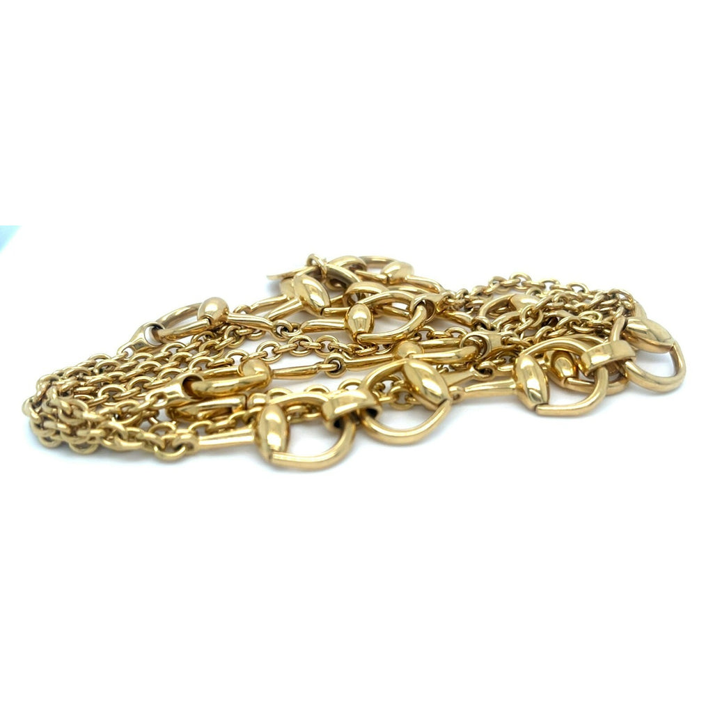 Gucci 18k Yellow Gold Horsebit Necklace 37.5" Gorgeous!