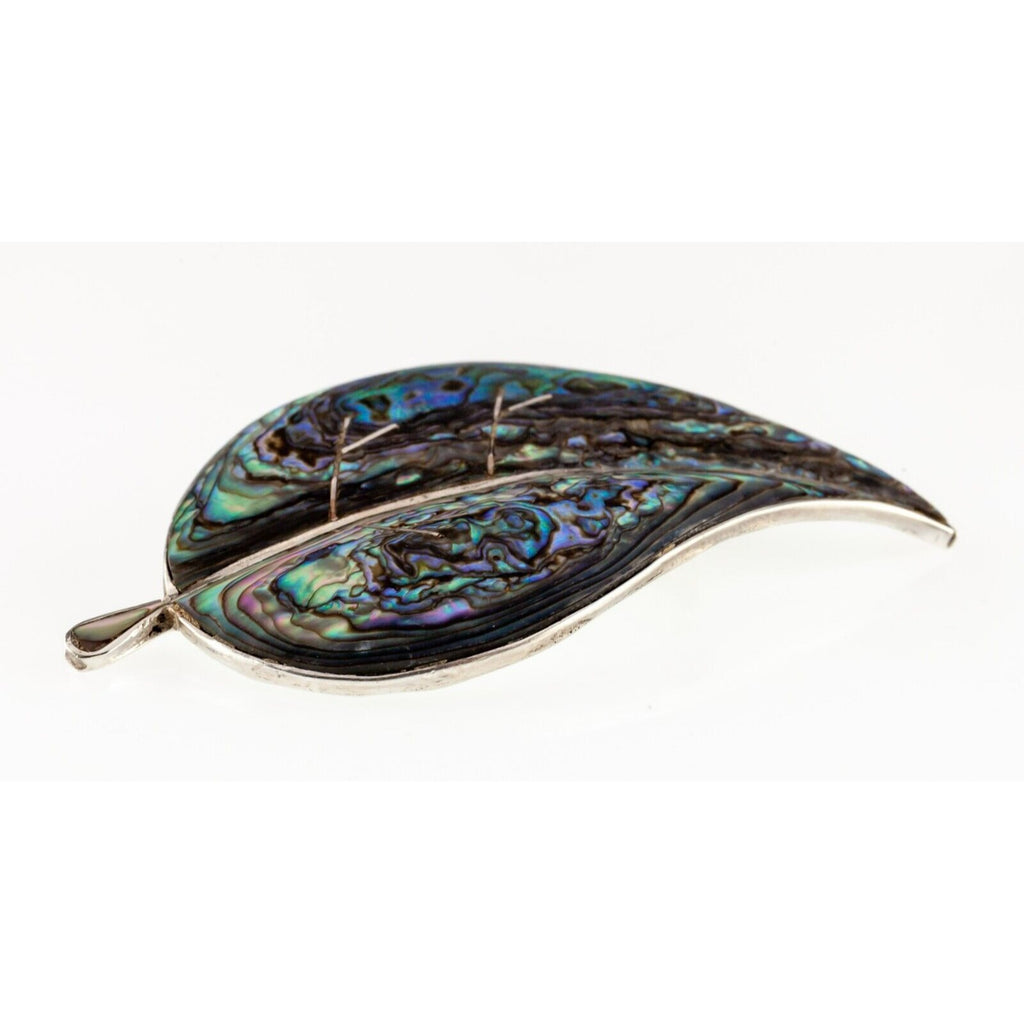 Mexico Sterling Silver Abalone Inlay Brooch Gorgeous!
