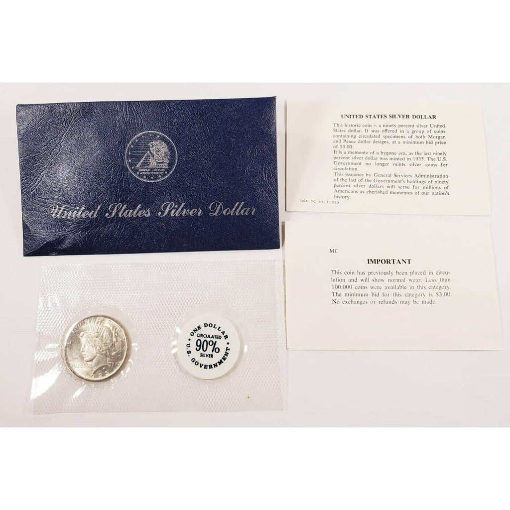 1923 $1 Silver Peace Dollar GSA Softpack Envelope & CoA Included