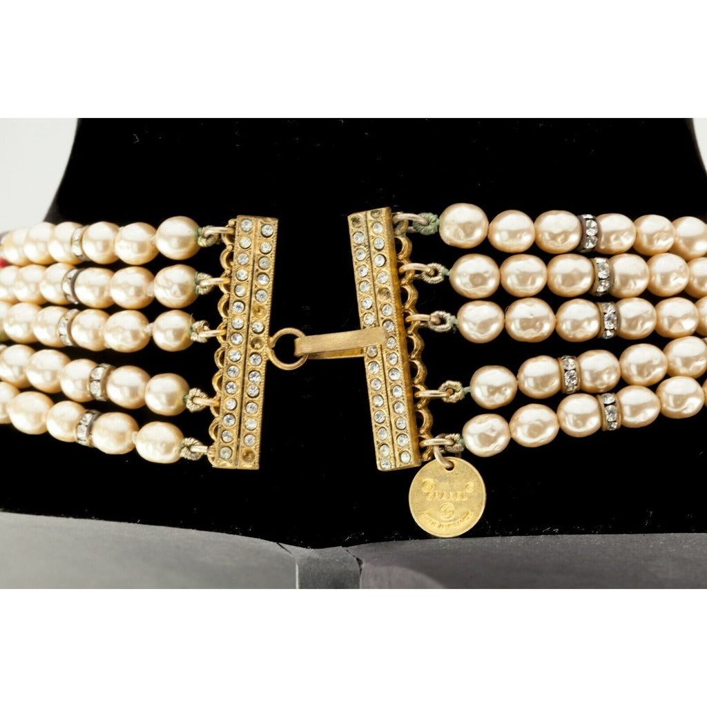 Chanel Vintage Gripoix Bead Costume Pearl 5-Strand Necklace 1970s 34"