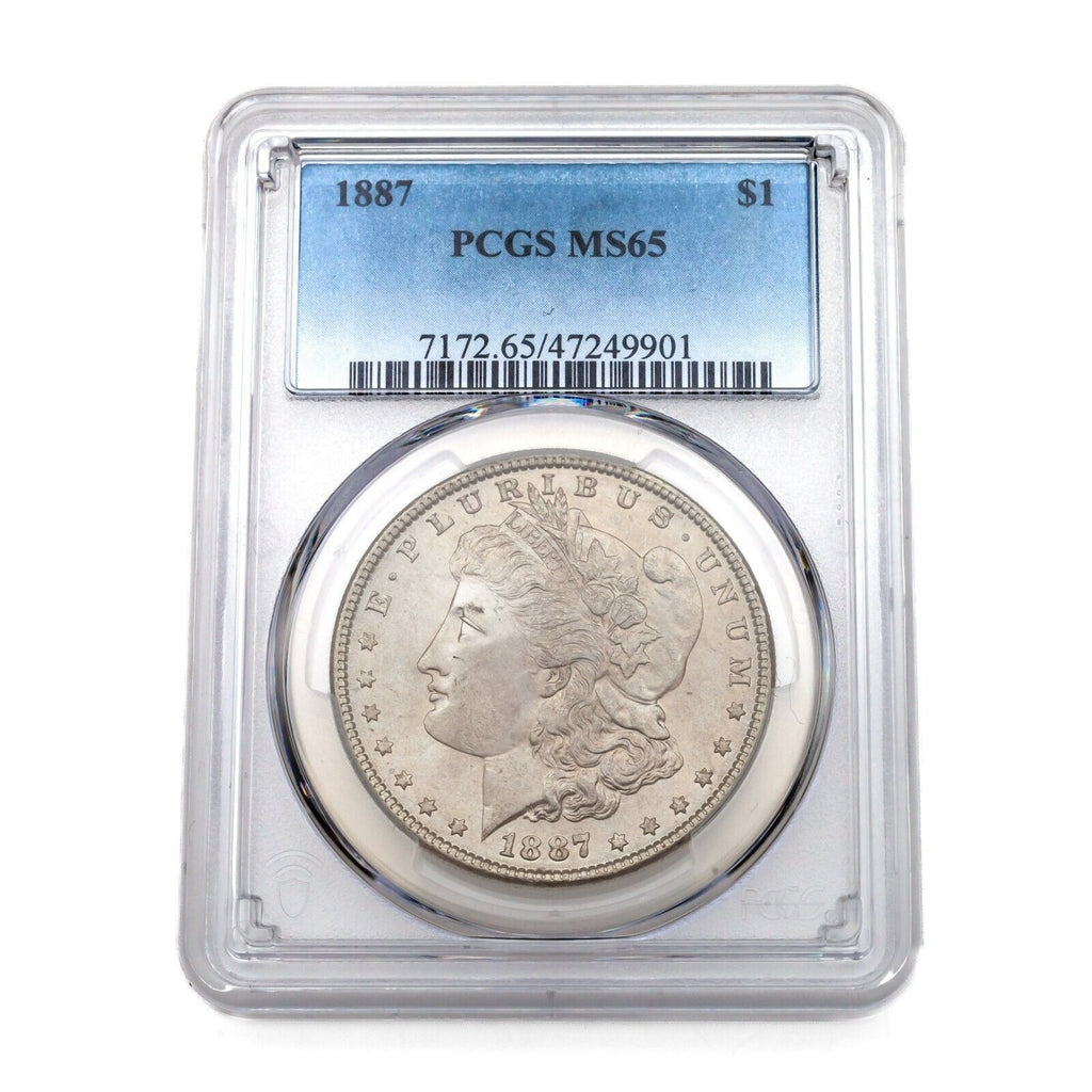 1887 $1 Silver Morgan Dollar Graded by PCGS as MS-65! Nice White Color