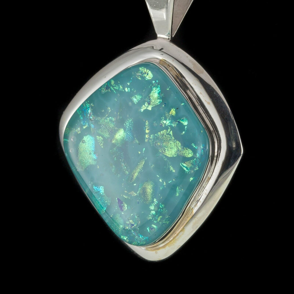 Jay King DTR Sterling Silver Turquoise Art Glass Pendant 32.5g