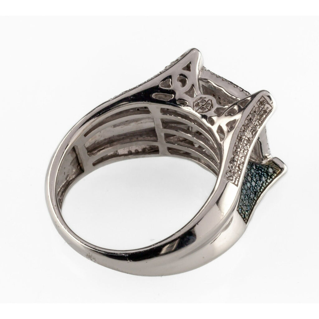 JTV Sterling Silver Blue Velvet Micropave Diamond Ring .50 CTW Size 8.5