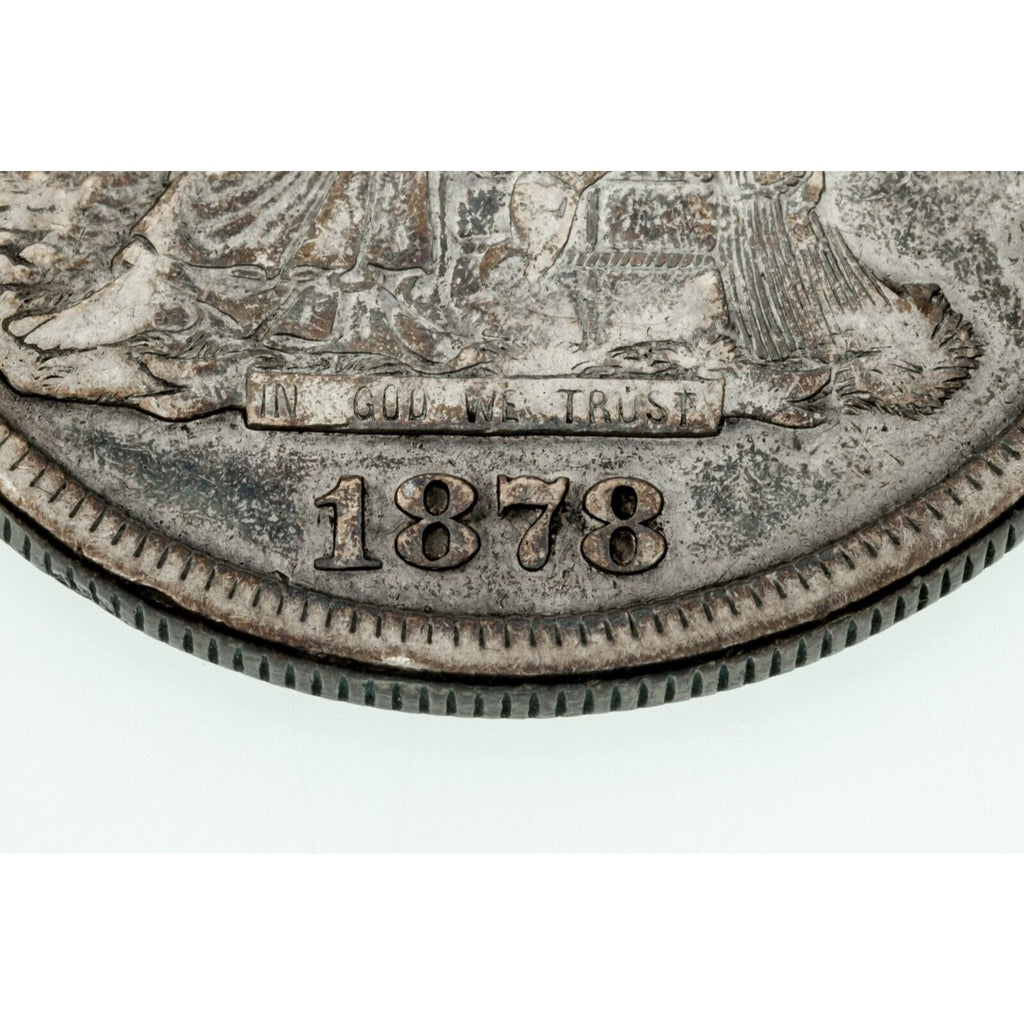 1878-S $1 Silver Trade Dollar in Very Good VG Condition, Light Gray Color