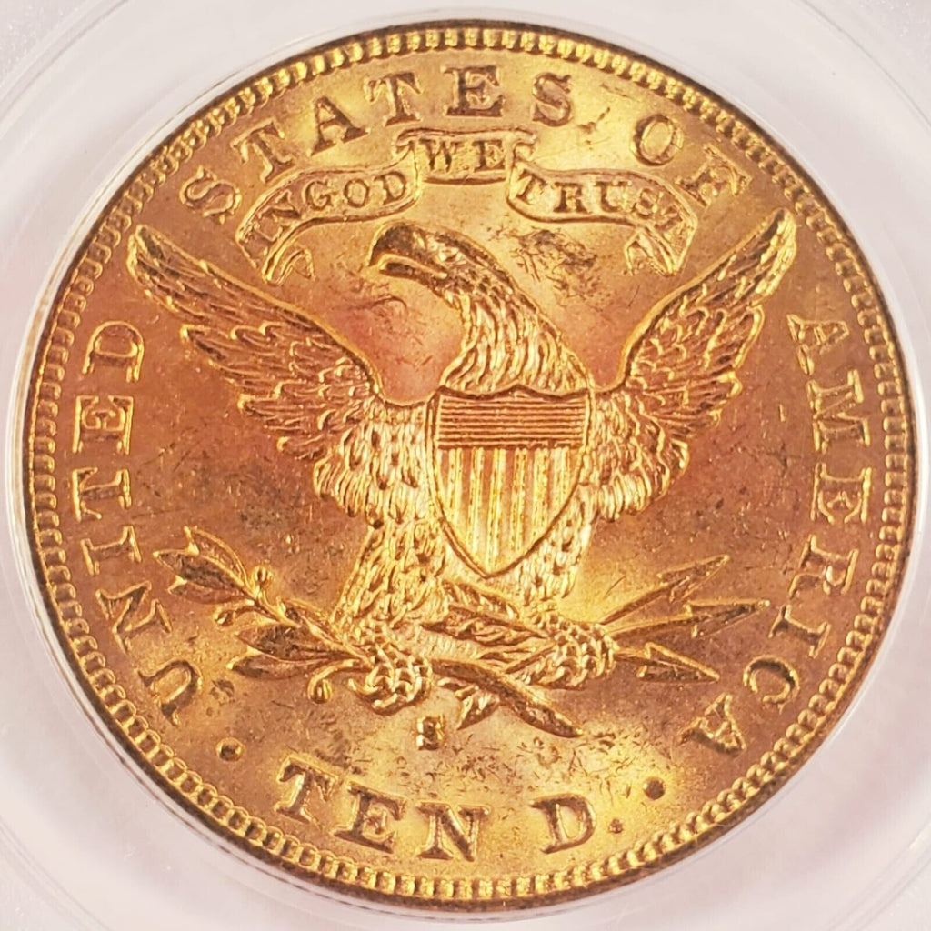 1889-S $10 Gold Liberty Eagle Graded by PCGS as MS-63! Gorgeous Early US Gold!