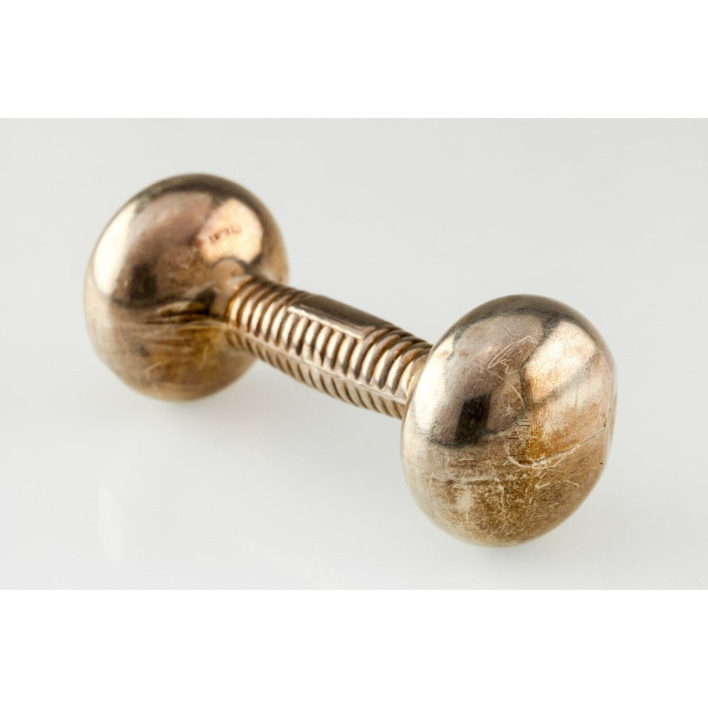 Vintage Sterling Silver Barbell Baby Rattle