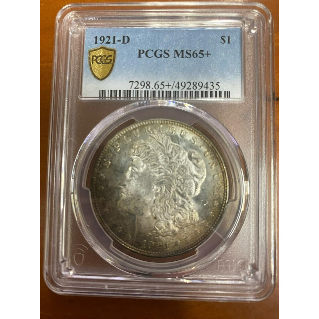 1921-D $1 Silver Morgan Dollar Graded by PCGS as MS-65+ Rim Toning