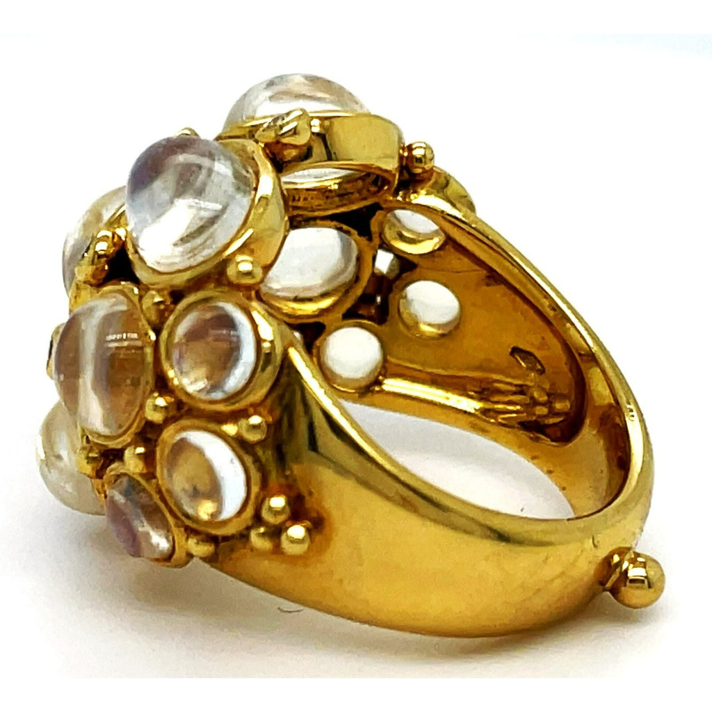 Temple St. Clair 18k Yellow Gold Moonstone Diamond Bombe Ring Size 6.75