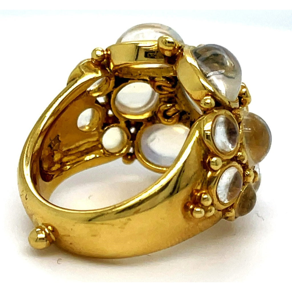 Temple St. Clair 18k Yellow Gold Moonstone Diamond Bombe Ring Size 6.75