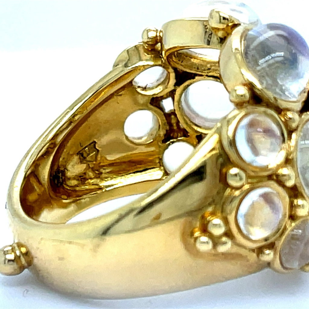 Temple St. Clair 18k Yellow Gold Moonstone Diamond Bombe Ring Size 6.75