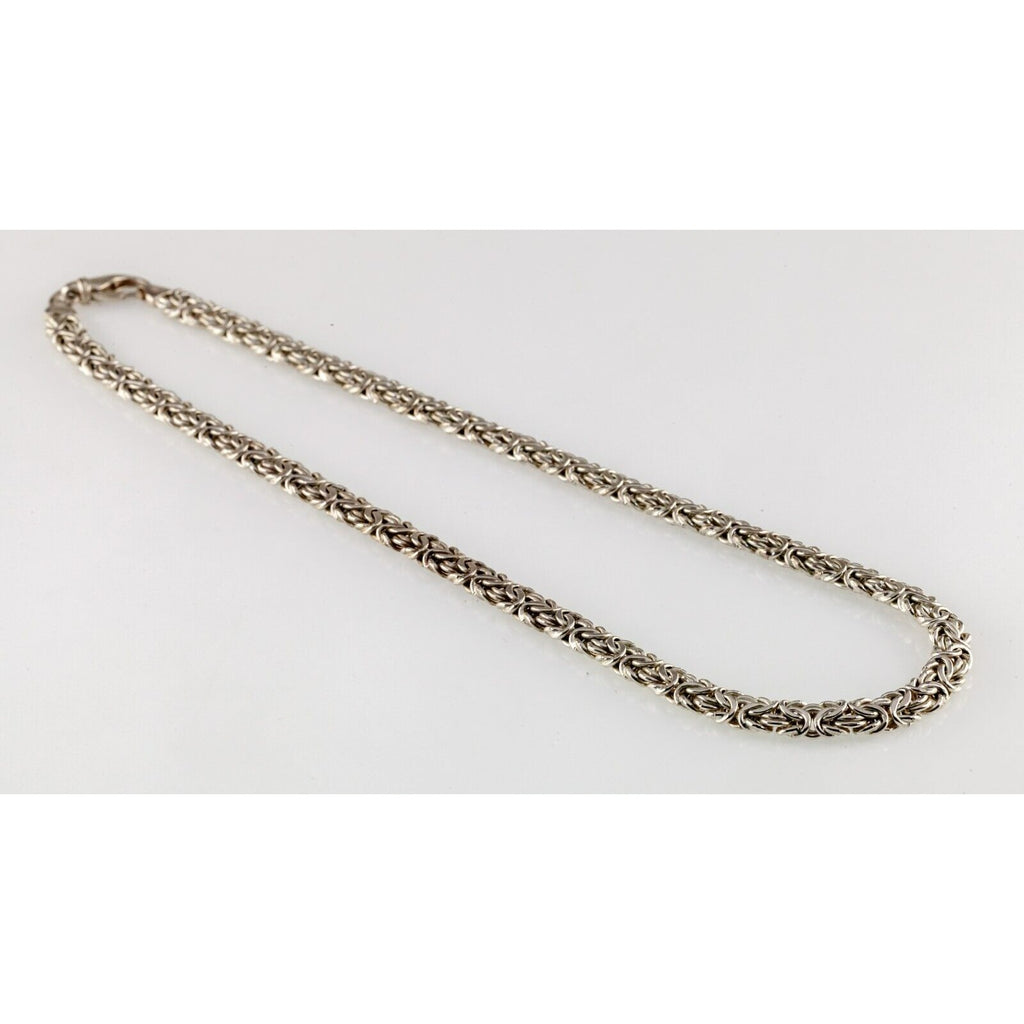 Sterling Silver Byzantine Chain Necklace 17" 6 mm Wide
