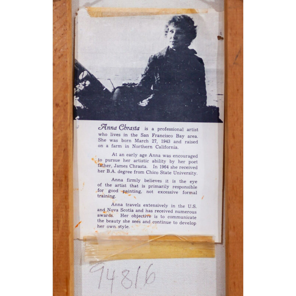 Framed Oil on Canvas of Sailboat in San Francisco Bay by Anna Chrasta