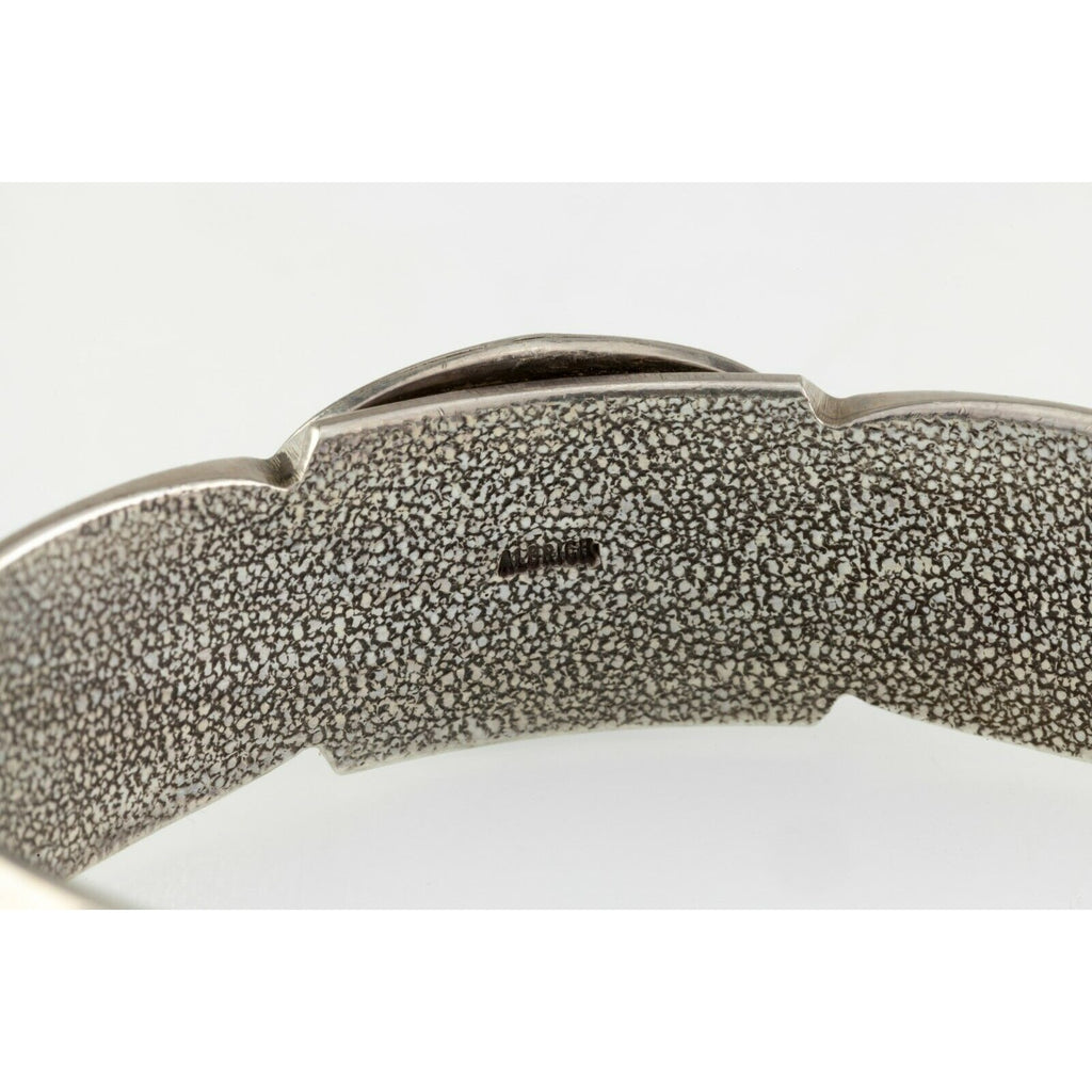 Aldrich Art Studio Turquoise & Coral Inlay Sterling Silver Cuff Bracelet 57.8gr