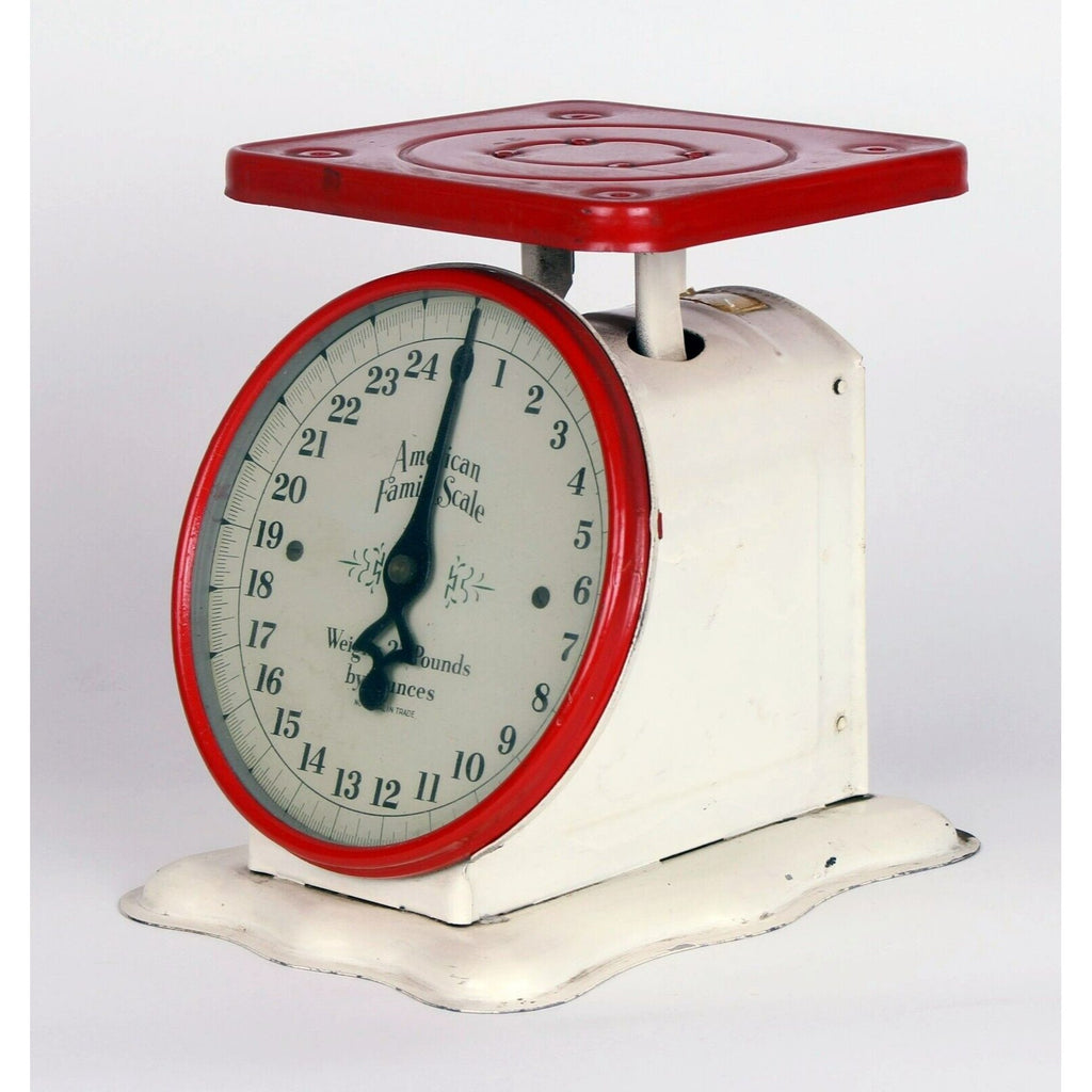 Vintage Red/White American Family Scale Co.  25 lbs Household Scale