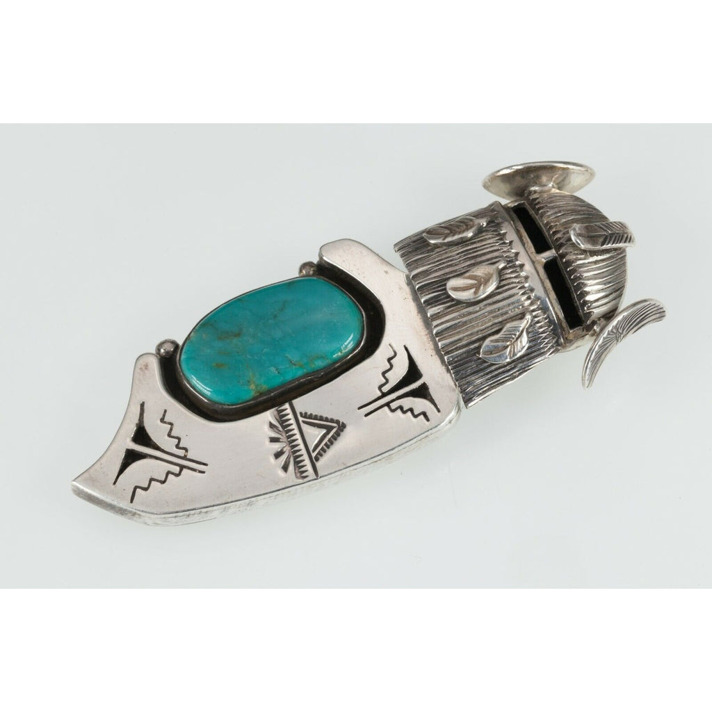 Nelson Morton Navajo KACHINA Sterling & Turquoise pendant/Pin 70 mm Long