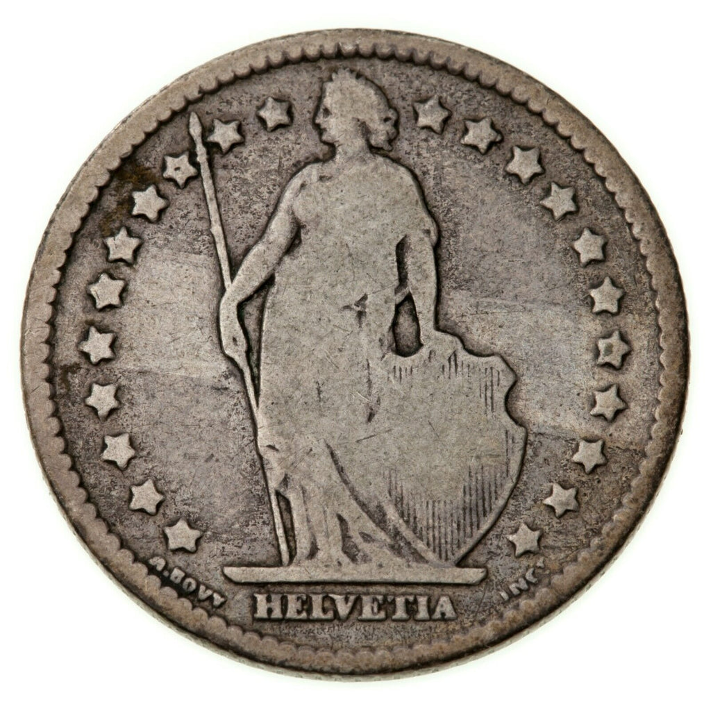 1876-B Swiss Franc (VF) Very Fine Condition KM 24