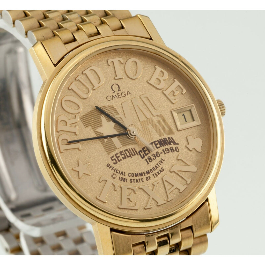 Omega Men's Gold-Plated Quartz "Proud to be Texan" Watch Cal 396