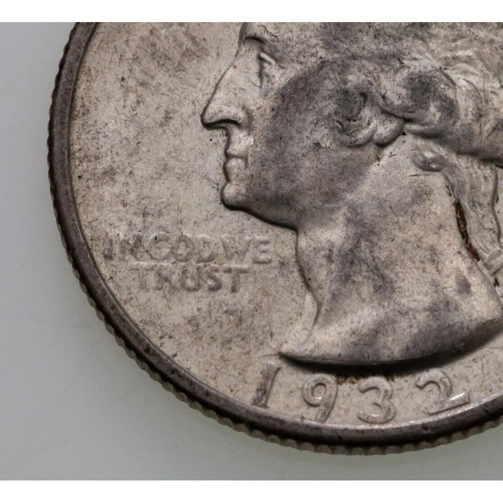 1932-S 25C Washington Quarter in AU Condition, Mostly White, Strong Luster