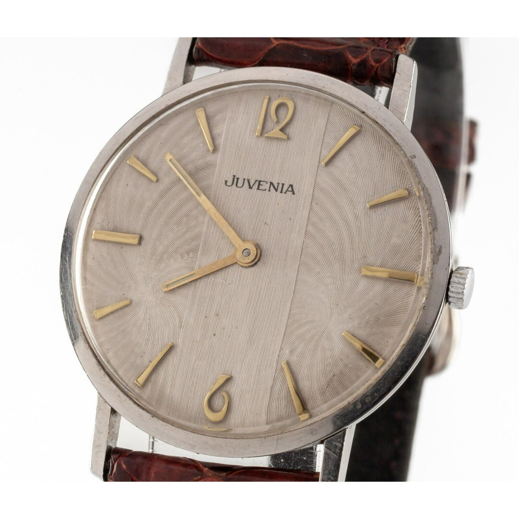 Juvenia Vintage Men's Stainless Steel Hand-Winding Watch w/ Leather Band
