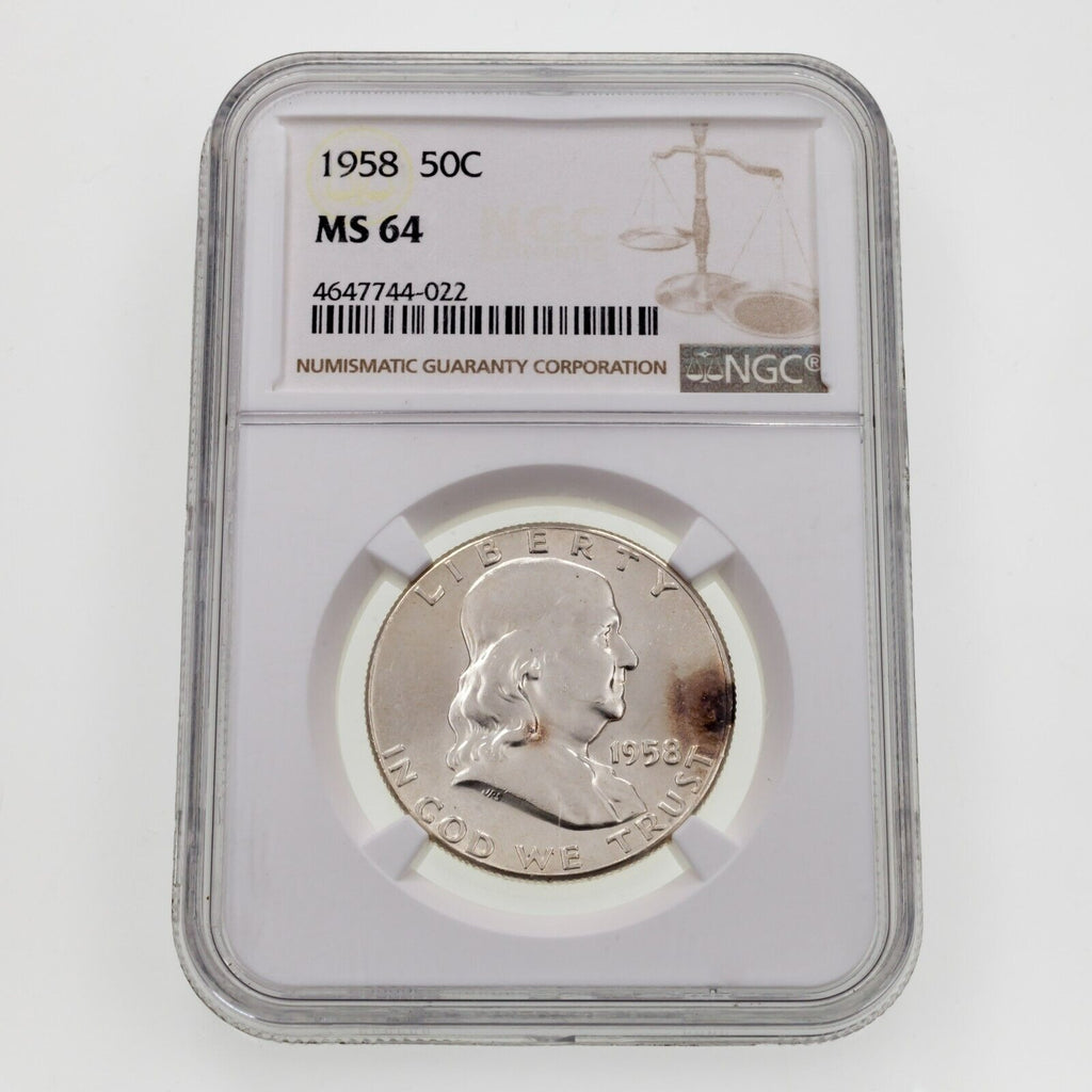 1958 50C Franklin Half Dollar 50C Graded by NGC as MS-64