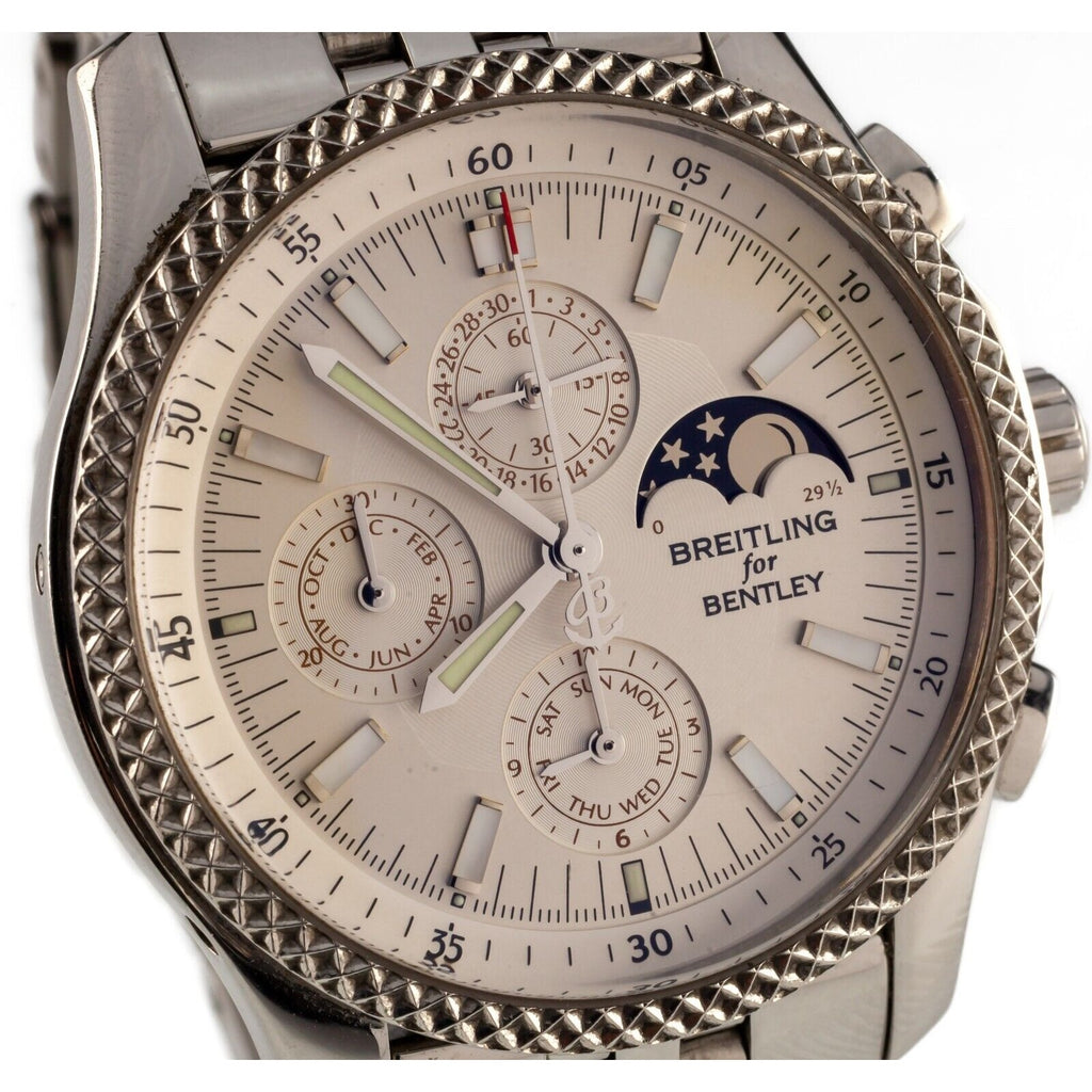 Breitling for Bentley Mark VI Chronograph Moonphase SS Watch Extra Band P19362
