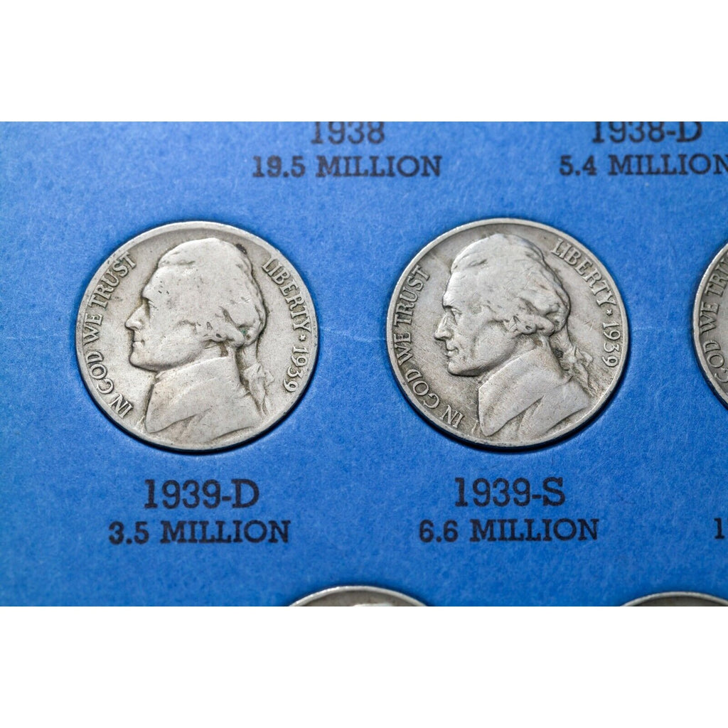1938 - 1961 Jefferson Nickel Set Average Circulated Complete (11 Silver + Reg)