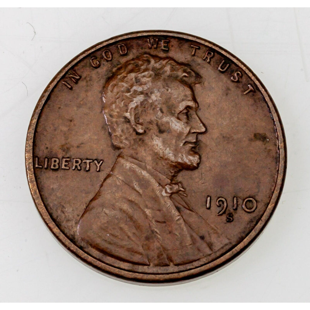 1910-S 1C Lincoln Cent in XF+ Extra Fine+ Condition, All Brown Color