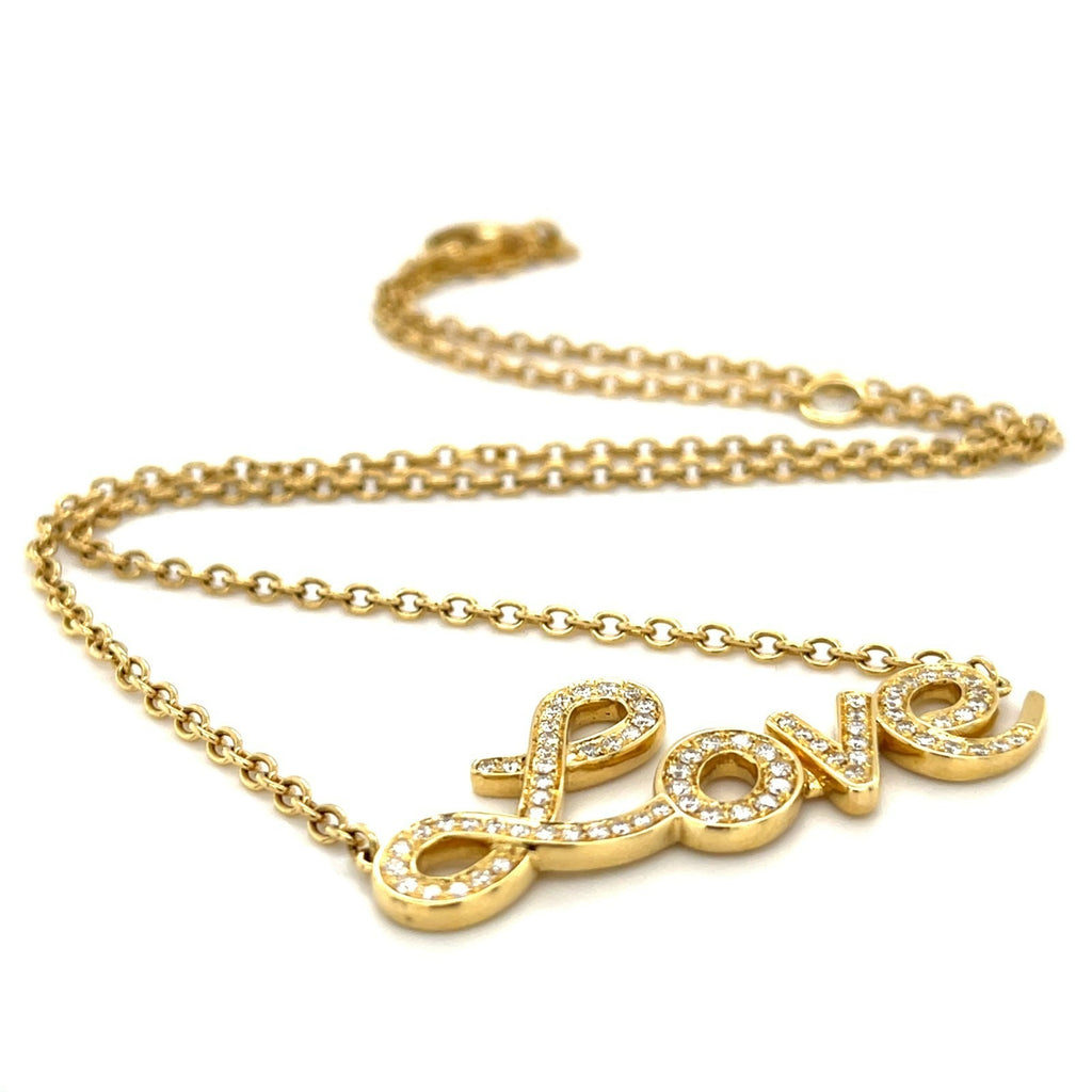Roberto Casarin 18k Gold & 0.35ct Diamond "Love" Chain Necklace, 20 inches.