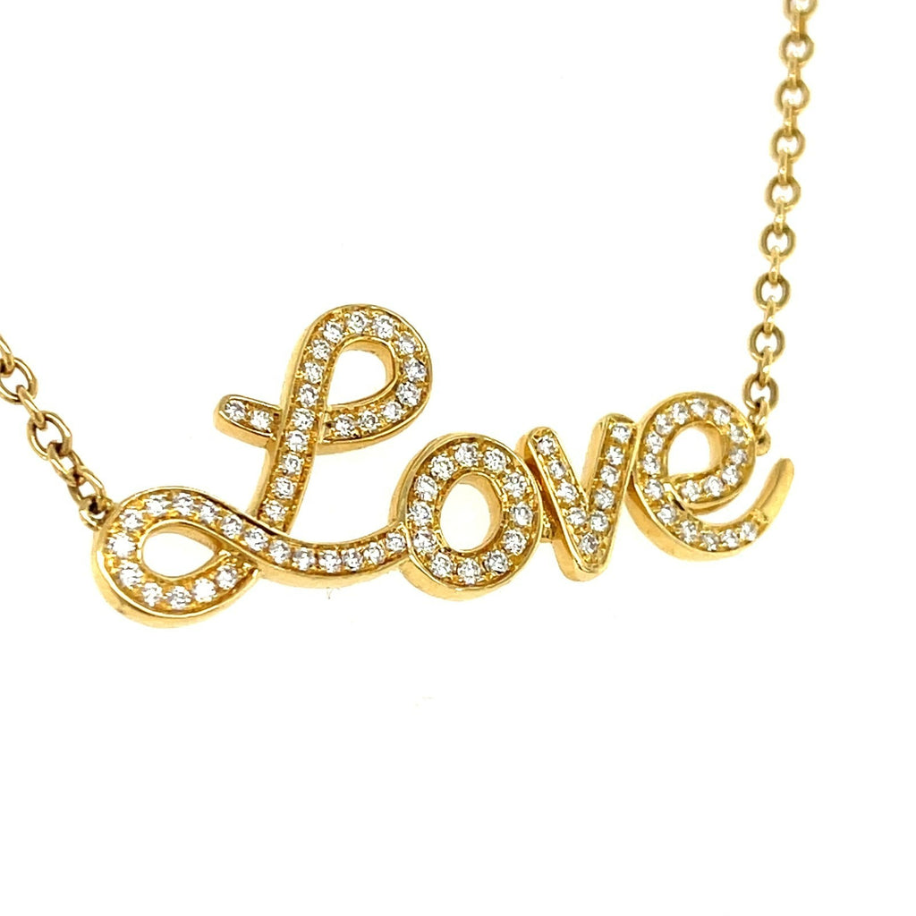 Roberto Casarin 18k Gold & 0.35ct Diamond "Love" Chain Necklace, 20 inches.