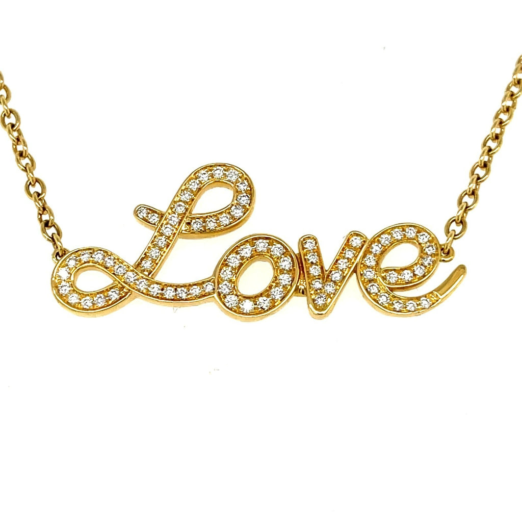 Roberto Casarin 18k Gold & 0.35ct Diamond "Love" Chain Necklace, 20 inches.