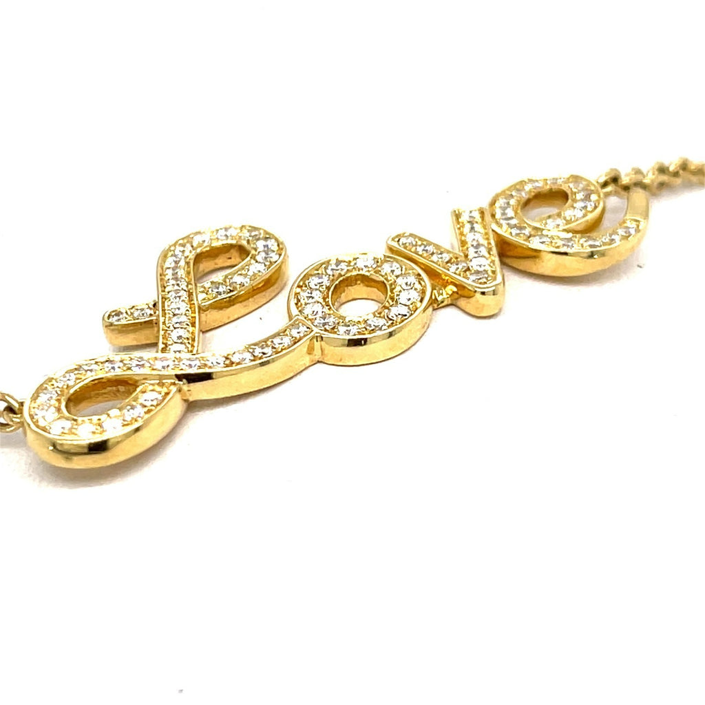 Roberto Casarin 18k Gold & 0.35ct Diamond "Love" Chain Necklace, 20 inches.
