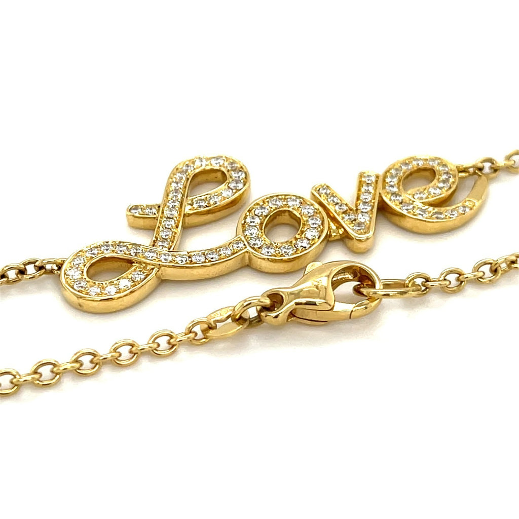 Roberto Casarin 18k Gold & 0.35ct Diamond "Love" Chain Necklace, 20 inches.