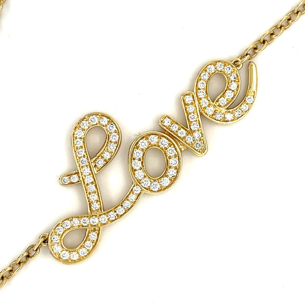 Roberto Casarin 18k Gold & 0.35ct Diamond "Love" Chain Necklace, 20 inches.