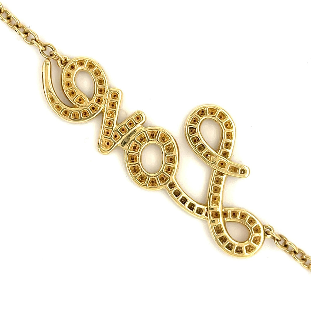 Roberto Casarin 18k Gold & 0.35ct Diamond "Love" Chain Necklace, 20 inches.