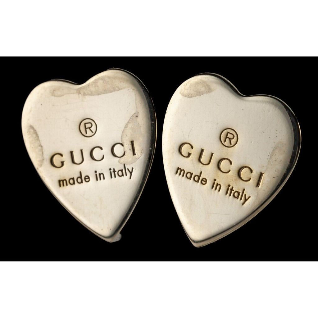 Gucci Sterling Silver Heart Stud Earrings with Butterfly Backs Original Box