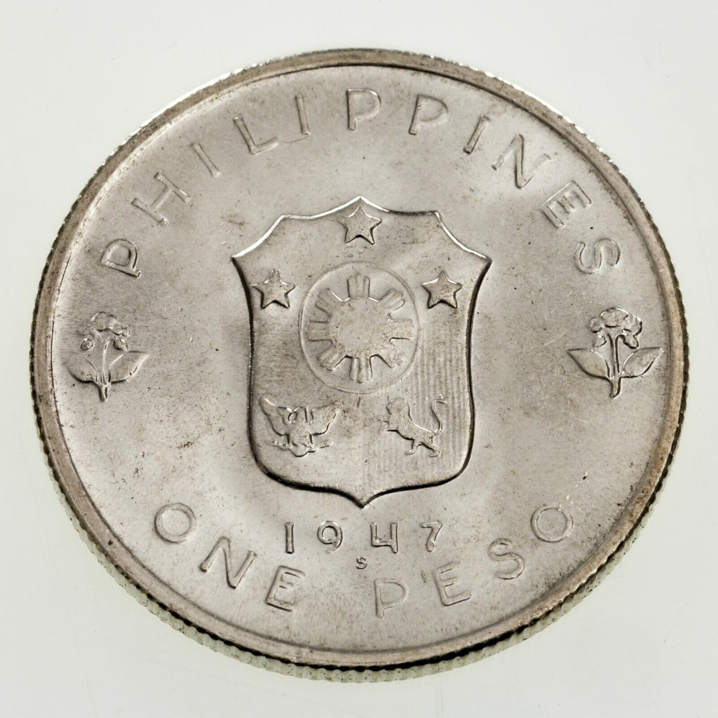 1947 Philippines Peso & 50 Centavos Coin Lot of 2 KM# 184 & 185