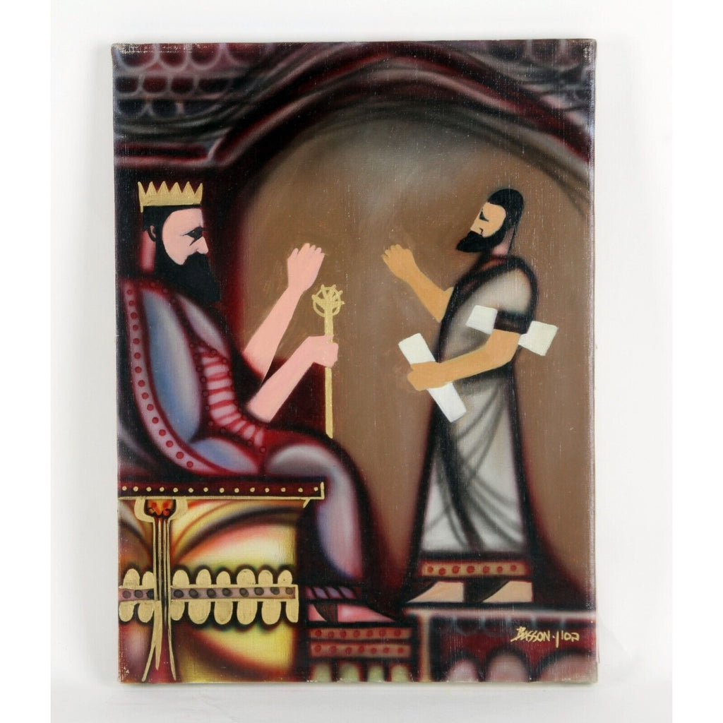 KING SOLOMON BY NAIM BASSON OIL ON CANVAS UNFRAMED 16" x 12"